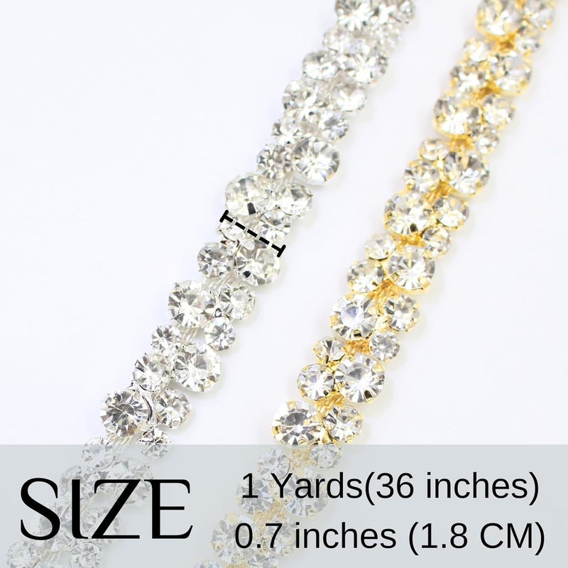 PEARLY JUN 1 Yard Rhinestone Trim Chain Sliver Applique Stringing Ribbon DIY Jewelry Wedding Party Bracelets Craft Bridal Bouquets Embellishment Accessories - Image 2